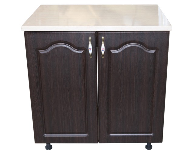 Masca pentru chiuveta cu 2 usi 80 cm Zebra, Wenge/MDF Wenge Mustata, cu blat Travertin, 80 x 85 x 60 cm